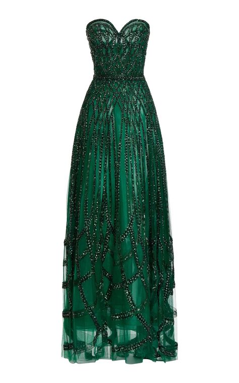 Emerald Green Dresses Formal, Emerald Green Wedding Gown, Green Ball Dress, Green Designer Dress, Elphaba Thropp, Moda Operandi Dress, Dubai Family, Gown Aesthetic, Emerald Gown