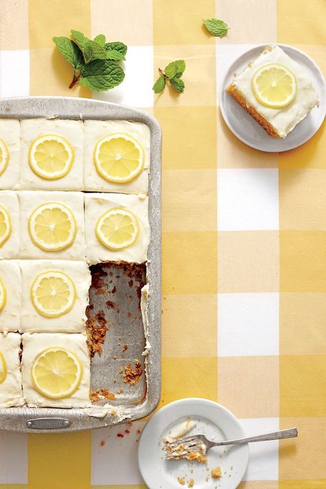 20 Party-Perfect Sheet Cake Recipes - Southern Living Lemonade Frosting, Tipsy Cake, Summer Potluck Recipes, Lemonade Cake, Citrus Desserts, Chocolate Mayonnaise Cake, Lemon Dessert Recipes, Lemon Cake Recipe, Sheet Cake Recipes