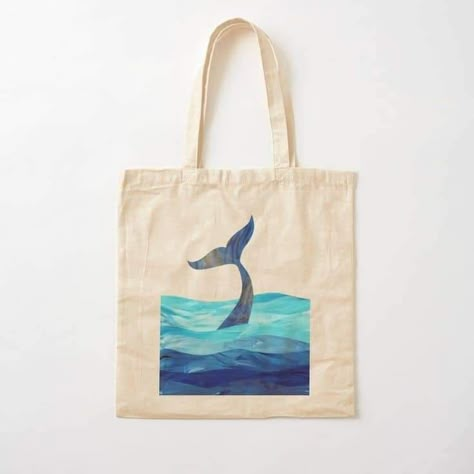 Creative Tote Bag, Handpainted Tote, Diy Tote Bag Design, Painted Canvas Bags, Tote Bag Business, Handpainted Tote Bags, Canvas Bag Diy, Bag Painting, Blue Whales