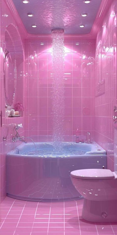 Cute Pink House, Luxury Bathtubs, Pink Villa, Girly Background, Dream Bedroom Inspiration, Dream Apartment Decor, Future Apartment Decor, Cute Bedroom Decor, Cute Room Ideas