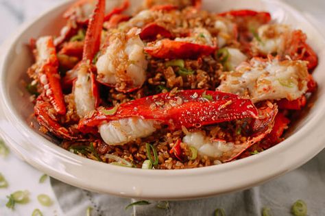 Lobster Sticky Fried Rice, by thewoksoflife.com Lobster Fried Rice, Live Lobster, Woks Of Life, The Woks Of Life, Lobster Recipes, Woks, Fried Rice Recipe, Sticky Rice, Chinese Restaurant