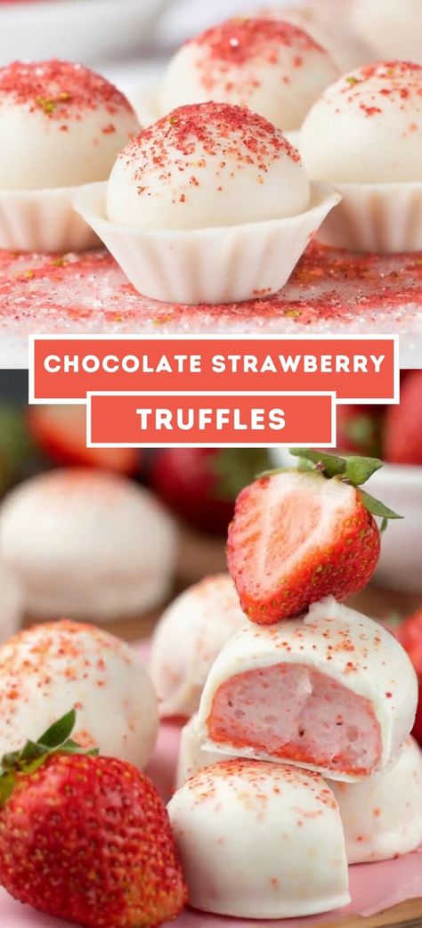 Strawberry Truffles | Page 2 of 2 Strawberry Chocolate Truffles, Strawberry Truffles Easy, Almond Coffee Cake Recipes, Strawberry Truffles, Strawberry Truffle, Almond Coffee Cake, Dessert Pasta, Easy Truffles, Romantic Desserts