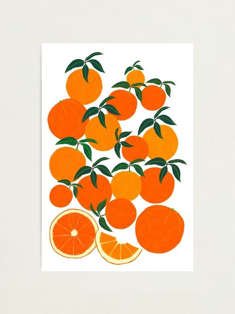 "Orange Harvest - White" Photographic Print by leannesimpson | Redbubble My Bedroom Aesthetic, Dining Room Wall Art Ideas, Coloured Photo Frames, Paint And Embroidery, Pulp Poster, Kitchen Mural, Interior Design Artwork, Hey Sunshine, Baby Pineapple