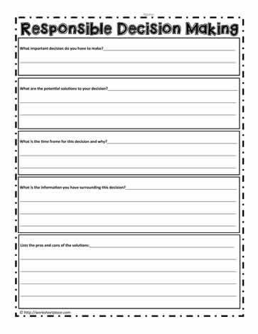 Making Good Decisions Activities, Responsible Decision Making Activities, Decision Making Worksheet, Decision Making Activities, Absolute Value Equations, Empowering Parents, Life Skills Curriculum, Self Advocacy, Living Skills