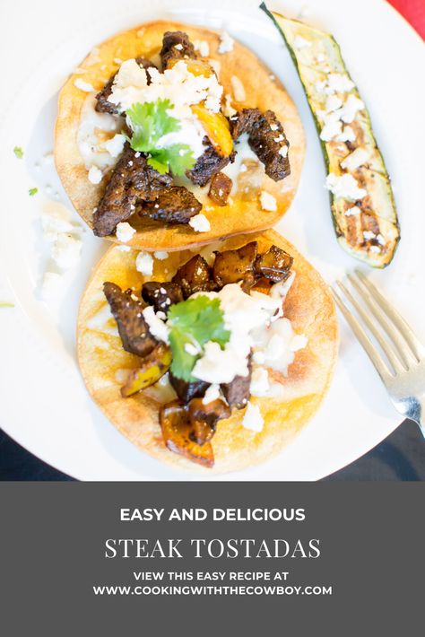 Steak Tostadas are a crowd favoorite in our house. These tostadas offer a ton of flavor and are easy to make. Give these delicious Steak Tostadas a try today! #steak #sirloinsteak #tostadas #steaktostadas Meatless Taco, Spicy Fish Tacos, Vegan Tacos Meat, Blackened Fish Tacos, Tostada Recipes, Mango Avocado Salsa, Crispy Tacos, Tacos And Burritos, Vegan Tacos