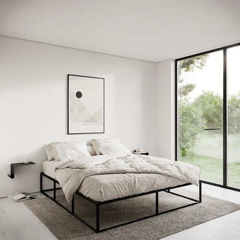 Minimal Bed Frame, Minimal Bed, Steel Bed Design, Minimalist Bed Frame, Black Metal Bed Frame, Black Metal Bed, Black Bed Frame, Steel Bed Frame, Minimal Bedroom