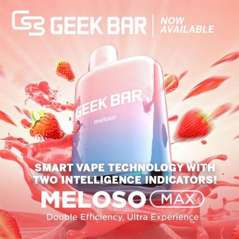 Geek Bar Meloso Max 9000 — Now Available Geek Bar Meloso Max Features: — Pre-filled E-Liquid: 14ml — Nicotine Salt Level: 5%(50mg) — Max Puff Count: 9000 Puffs — Battery: 600mAh Type-C Rechargeable — SMART Battery Indicator & E-Liquid Indicator Lights — Dual Mesh Coil — Adjustable Airflow — Streamline Ergonomic Design — Diversified Functions #geekbar #geekbarmelosomax #disposablevape #onlinevapestore #nicdelivery Bar Geek, Geek Bar, Big Battery, Battery Indicator, Level 5, E Liquid, Heating Systems, Art Work, Salt