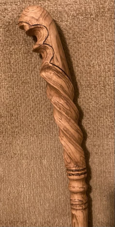 Staff Carving Ideas, Walking Stick Carving Ideas, Stick Carving Ideas, Wood Carving Art For Beginners, Wood Hiking Stick, Carved Walking Sticks, Celeste Barber, Unique Walking Sticks, Wood Carving Art Sculpture