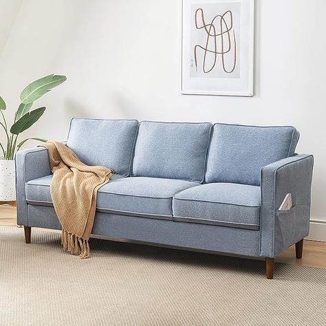 #ad Denim Furniture, Contemporary Couches, Square Arm Sofa, Sofa Frame, Upholstered Bed Frame, Blue Sofa, Linen Sofa, Headboard Storage, Gray Sofa