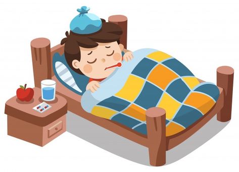 Sick cute boy sleep in bed with a thermo... | Premium Vector #Freepik #vector #abstract #medical #character #cartoon Cartoon Kids Character, Sick Thermometer, Sick Drawings, Presentation Pictures, Sick Boy, Kids Cartoon Characters, Illustration Children, Sick Baby, Child Education