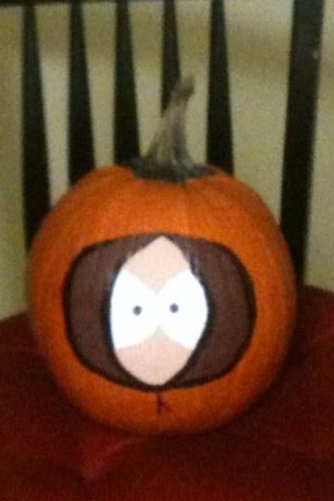 It's Kenny!!! Disney Halloween Pumpkins Painted, Kenny Pumpkin, Fnaf Pumpkin Painting, South Park Pumpkin, Pumpkin Painting Ideas Funny, Pumkin Paintings Idea Cute, Cute Painted Pumpkin Ideas, Pumpkins Ideas, Hello Kitty Pumpkin