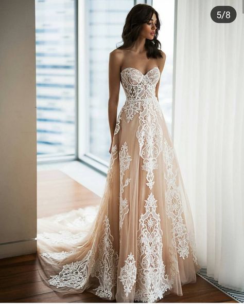 Peach Wedding Dress, Wedding Assistant, Prom Dress With Lace, Natalia Romanova, Wedding Dress With Lace, Wedding Dresses Strapless, Peach Wedding, Wedding Dress Trends, Wedding Goals