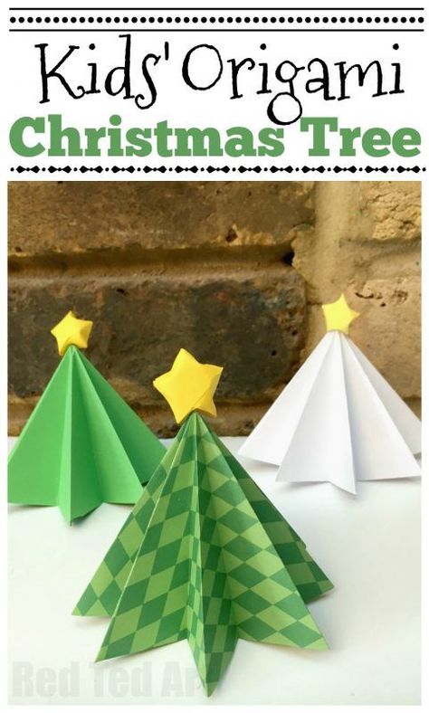 Origami Christmas Tree - here is a simple Paper Tree that will add to your Christmas Decor! Made from green or white paper these trees are super cute. Get the kids to decorate them too! Easy Origami Christmas, Paper Christmas Trees, Easy Origami For Kids, Origami Christmas Tree, Red Ted Art, Weather Theme, Kids Origami, Folding Origami, Alternative Christmas Tree