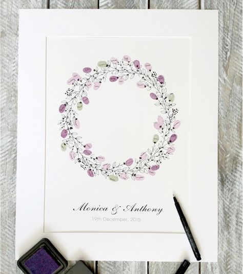 Fingerprint Art Wedding, Fingerprint Guest Book Wedding, Fingerprint Wedding, Book Wreath, Croatia Wedding, Vineyard Weddings, Fingerprint Guestbook, Romantic Wedding Style, Wedding Diary