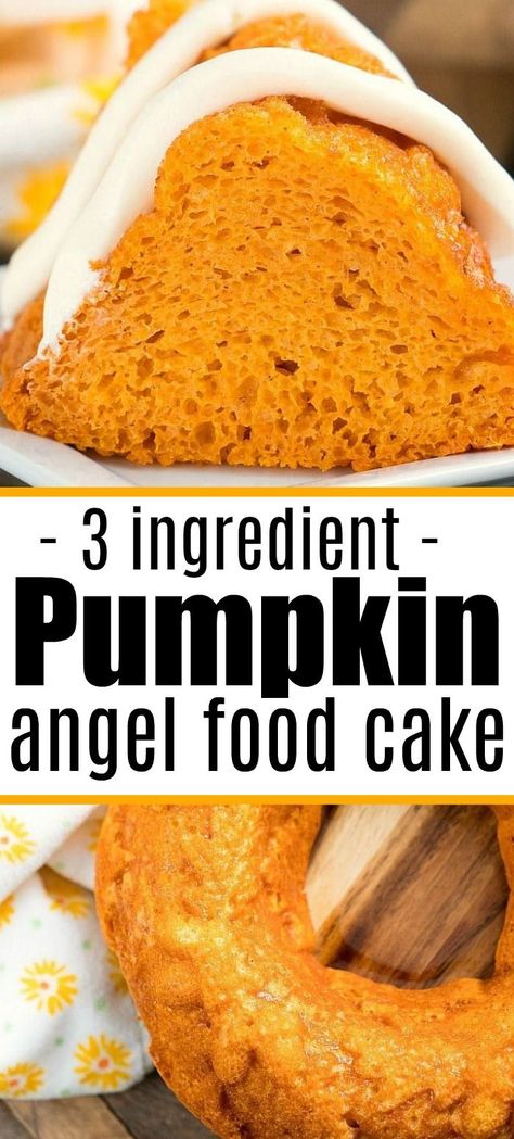 Pumpkin Angel Food Cake, Cake Fall, Cake Pumpkin, Angel Food Cake Mix Recipes, White Cake Recipe, Dessert Simple, Ww Desserts, Weight Watchers Desserts, Dump Cake