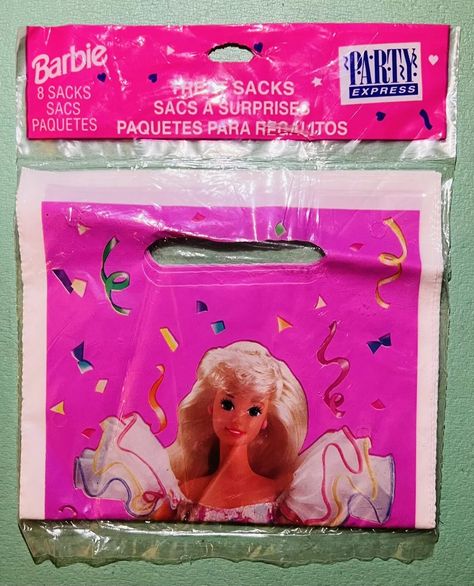 Barbie 1997 • Vintage Party Loot Bags• 8ct Bags Per Pack (7”x 9”) Retro Vibes | eBay 90s Barbie Party, Barbie Party Bags, Retro Themed Party, 90s Childhood Nostalgia, 1990s Barbie, Pepto Bismol, Childhood Aesthetic, 90s Bag, Y2k Nostalgia