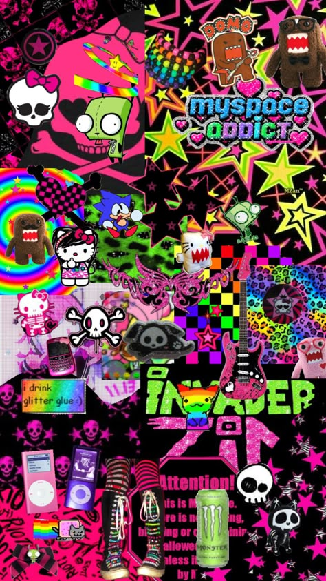 nya!! its scene!!:3 #scene Scene Kid Wallpaper, Scene Emo Wallpaper, Scene Core Wallpaper, Scene Emo Art, Scene Kid Art, Scene Icons, Y2k Scene, Scene Aesthetic, Scene Wallpaper