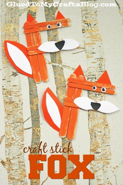 "F" is for Fox - Craft Stick Fox Kid Craft Idea Letter F Craft, Preschool Letter Crafts, Abc Crafts, Pencil Crafts, November Crafts, Fox Crafts, Crafts For Teens To Make, Stick Crafts, Alphabet Crafts