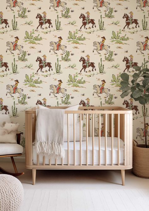 Western Cowboy Peel and Stick Wallpaper Mural, Old Fashioned Cowgirl Wall covering, Horse, Cactus and Landscape Wall Covering CB006 Western Cowboy Wallpaper, Cowboy Wallpaper, Cactus Wallpaper, Cowgirl Baby Showers, Stick Wall Art, Cowgirl Baby, Cowgirl Nursery, Cowboy Baby Shower, Cowboy Baby