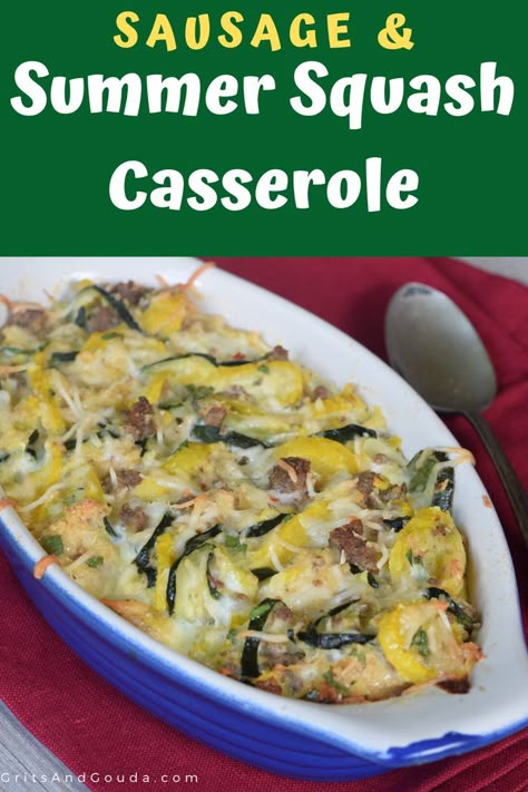 Squash Casseroles, Sausage Squash, Southern Thanksgiving Recipes, Casserole With Sausage, Zucchini And Yellow Squash, Sausage Casserole Recipes, Summer Squash Casserole, Holiday Potluck, Yellow Squash Casserole