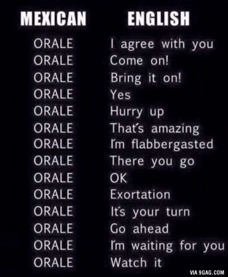 What does órale mean. Memes In Spanish, Mexican Funny Memes, Hispanic Jokes, Mexican Jokes, Spanish Sentences, Mexican Quotes, Funny Spanish Jokes, Mexican Memes, Spanish Jokes