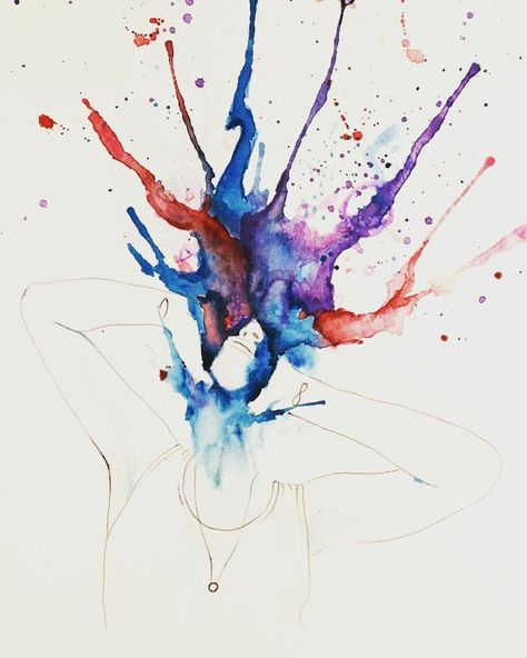 Watercolor Paintings Emotions, Emotional Watercolor Paintings, Trippy Watercolor Art, Watercolor Emotion, Emotional Paintings Easy, Soulmates Art, Emotional Painting, Expressive Art, Mini Canvas Art