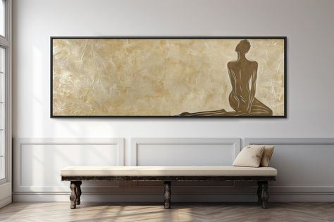 Panoramic Horizontal Figurative Painting Canvas Wall Decor | Abstract Long Narrow Canvas Prints Long Horizontal Painting, Horizontal Abstract Painting, Long Horizontal Wall Art, Horizontal Painting, Painting Canvas Wall, Wall Decor Abstract, Horizontal Wall Art, Figurative Painting, Woman Silhouette