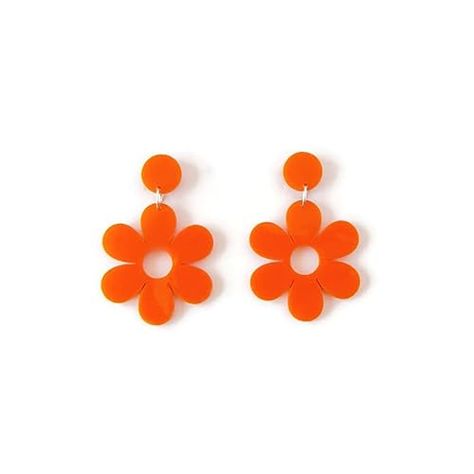 Trendy Orange Flower Earrings As Gift, 70’s Earrings, Orange Flower Earrings, Vintage Earrings 70s, Disco Goddess, Concert Earrings, 1970s Barbie, 60’s Aesthetic, 1960s Earrings