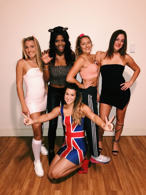 Spice girls Halloween costumes College costume ideas  90s costume Halloween Costume Teenage Girl, Spice Girls Costumes, Hot Costumes, Anime Festival, Girl Group Halloween Costumes, Best Group Halloween Costumes, Costumes College, Halloween Group, Cute Group Halloween Costumes