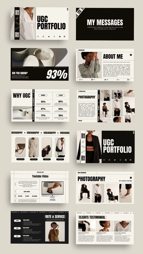 Content Creator Portfolio Design, Portfolio Design Presentation, Art Portfolio Template, Brand Strategist Portfolio, Branding Design Portfolio, Digital Designer Portfolio, Brand Portfolio Design, Business Portfolio Design, Brand Template Design