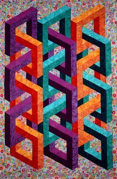 Simplified 3D Kits Illusion Quilts, Rainbow Quilts, Optical Illusion Quilts, Puzzle Quilt, Wall Quilt Patterns, Illusion 3d, 3d Quilts, Easy Quilt Patterns, Scrappy Quilt