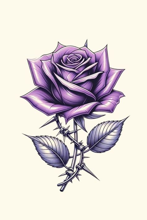 Blue Rose Tattoo Meaning, Purple Rose Tattoo, Easter Lilly, Purple Tattoo, Purple Rose Tattoos, Rose Tattoo Meaning, Shoe Painting, Rose Drawing Tattoo, Blue Rose Tattoos