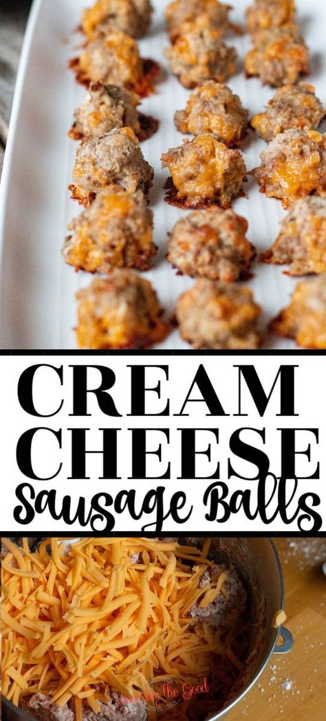 This recipe for cream cheese sausage balls are a tender and delicious appetizer, perfect for holiday parties or game day snacking. My husband prefers this recipe over my bisquick sausage balls. I want to know what you think! Bisquick Sausage Balls, Easy Sausage Balls Recipes, Recipe For Cream Cheese, Bisquick Sausage, Cheese Sausage Balls, Cream Cheese Sausage, Sausage Balls Bisquick, Frozen Recipes, Sausage Cheese Balls