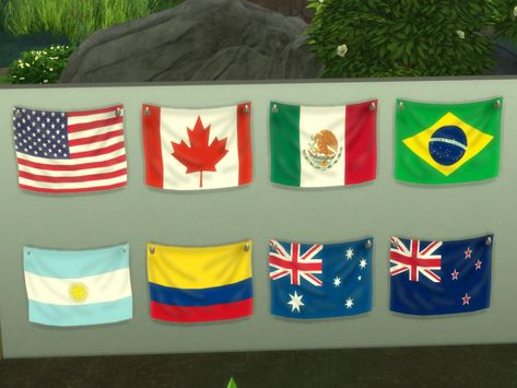 Country Flags Sims 4 Cc, Sims 4 Flags Cc, Sims 4 American Flag, Sims 4 Cc Tapestry, Sims Car, Cambodian Flag, Room Flags, Megan Hess Illustration, Caribbean Flags