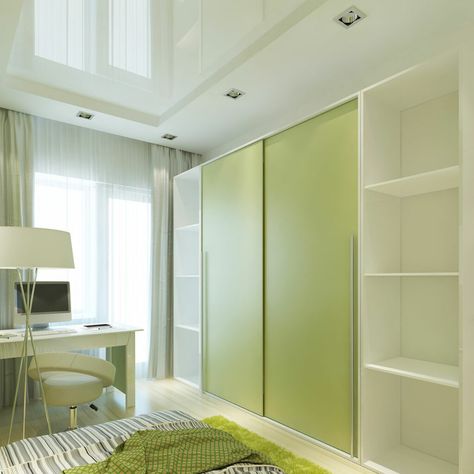 Wardrobe Color Ideas Bedroom, Bedroom Sliding Wardrobe, Kids Wardrobe Design, Almari Design, Sliding Wardrobe Designs, Green Wardrobe, Sliding Wardrobe Design, Modern Wardrobe Design, Wardrobe Design Ideas