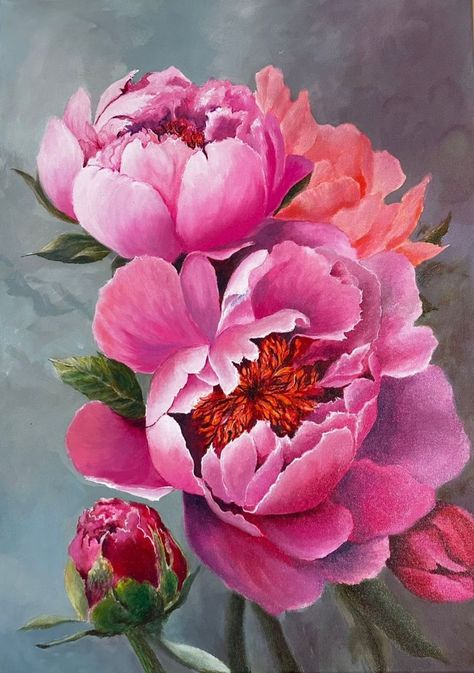 My acrylic painting | Peonies Acryliccolors on canvas 50/70cm October 2023