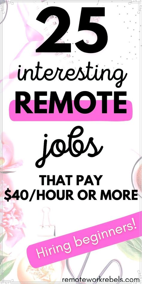 Do you want to make more money from home? Check these 25 entry level remote jobs that pay $40 an hour or more. Get an online job you love and earn great money. Click to read the article and start applying! Online Jobs For Students, Best Work From Home Jobs, Work From Home Careers, Job Info, Virtual Assistant Jobs, Proofreading Jobs, Legit Work From Home, Student Jobs, High Paying Jobs