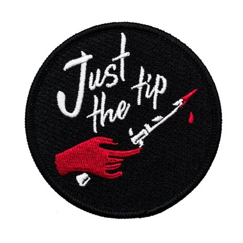 Just The Tip Patch Switchblade Knife, Punk Patches, Cool Patches, Patches Jacket, Patch Design, Cute Pins, Embroidery Patches, Knife Making, Button Pins