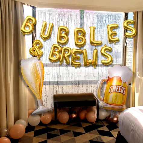 PRICES MAY VARY. Our Bubbles And Brews Backdrop will bring dreamy and beautiful embellishment to your party. Through simple assembly, and hanging the photo to complete a most gorgeous background wall. Our Beers Engagement Couples Shower Bachelorette Decoration will bring unparalleled joy and the most beautiful moments to your family and friends. What you will receive: 1 x Bubbles & Brews letter balloon,1 x cup balloon, 1 x beer balloon, 1 x sliver curtain. If you receive any product not please y Stock The Bar Engagement Party Ideas, Jack And Jill Bachelor Party Ideas, Bubbles And Brews Before The I Dos, Stock The Bar Party Ideas Decorations, Stock The Bar Party Decorations, Bubbles And Brews Couples Shower Ideas, Bubbles And Brews Engagement Party, Bachelor And Bachelorette Party Combined, Couple Shower Themes