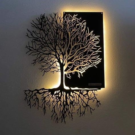 Metal Tree Of Life, Cnc Art Wall Decor, Metal Cnc Design, Diy Metal Wall Art, Cnc Decoration, Cnc Wall Art, Metal Mural, Pagar Modern, Tree Of Life Wall Art