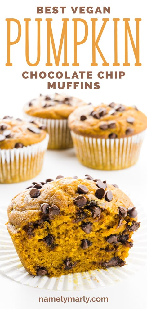 Vegan Pumpkin Chocolate Chip Muffins, Pumpkin Chocolate Chip Muffin Recipe, Chocolate Chip Pumpkin Muffins, Chocolate Chip Muffins Recipe, Best Pumpkin Muffins, Chocolate Pumpkin Muffins, Muffins Pumpkin, Gluten Free Pumpkin Recipes, Pumpkin Muffins Easy