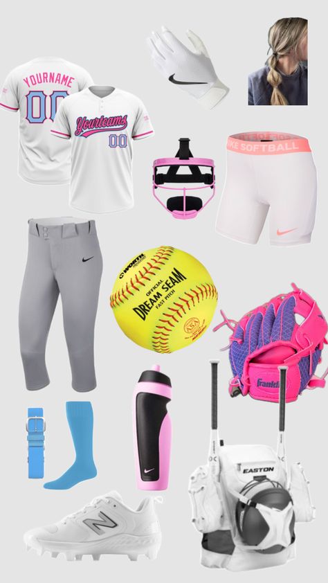 Softball Softball Outfits For Practice, Softball Fits, Casual Athletic Outfits, Pink Softball, Softball Aesthetic, Softball Gear, Softball Uniforms, Softball Stuff, Softball Outfits