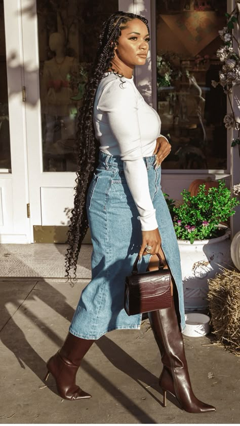 Sunday Best Outfit Church Black Women, Megan Ashley Styling, Brown Boots Outfit Black Women, Style Inspiration Black Women, Black Women Fashion Classy Chic, Spring Work Outfits 2024, Modest Fashion Black Women, Stylish Church Outfits, Modest Outfits Black Women