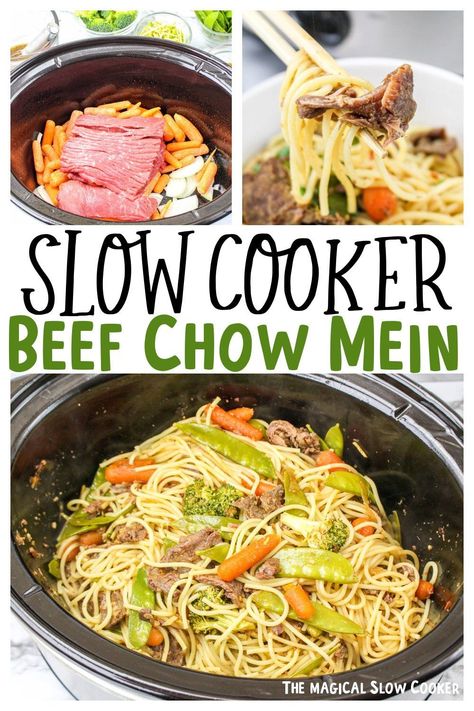 Slow Cooker Beef Chow Mein Beef Chow Mein, Magical Slow Cooker, Chow Mein Recipe, The Magical Slow Cooker, Beef Steak Recipes, Crockpot Ideas, Slow Cooker Recipes Beef, Easy Crockpot Dinners, Chinese Cooking Recipes