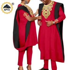 Dashiki-Robes de sirène africaines pour femmes et hommes, tenues assorties, ensembles de pantalons, bazin riche, vêtements de couple africains pour mariage, Y22C080 - AliExpress