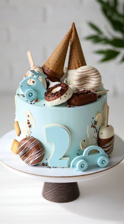 Two Cool Birthday Cake Boy, 2nd Birthday Boy Cake Ideas, One Birthday Cake Boy, Cake Designs Boys Kids, 2nd Birthday Cakes For Boys, 2 Birthday Cake Boy, Second Birthday Cake Ideas, Baby Boy Birthday Cake 2nd, Blue Cakes For Boys