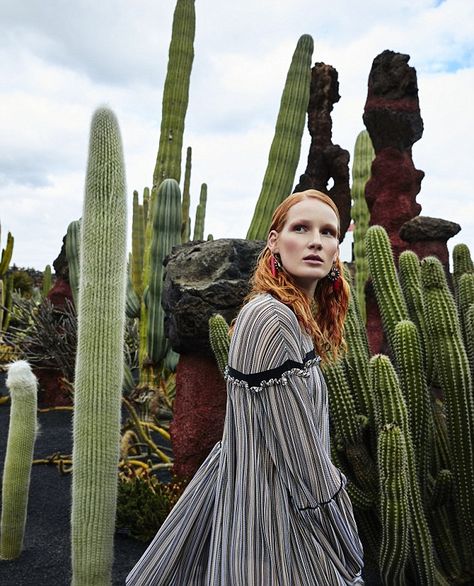 The fluid stripes dress from the Spring Summer 2017 collection by @juliedelibran appears in @youmagsocial #Pleated #Dress #Fluid #Stripes #SS17 Cactus Fashion Editorial, Cactus Reference, Melbourne Photoshoot, Cactus Photoshoot, Piano Photoshoot, Nature Editorial, Cactus Fashion, Cactus Photo, Botanical Fashion