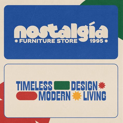 Meet Nostalgia - a vintage furniture and decor store 🏡 “Timeless Design, Modern Living” words that the brand live for. Wanted to create a furniture brand for the longest time and use these bold colours. Colours gives 90’s vibes which is something I wanted to go for 🥹 And it’s usually a vibe I always try to include into my passion projects. If you saw my poll last night and voted for a furniture store WELL DONE 🙌🏽 I saw a lot of you voted for lego and play doh which I LOVE! Means you... Furniture Graphic, Love Means, Play Furniture, Booklet Design, Bauhaus Design, Passion Project, Play Doh, Well Done, My Passion