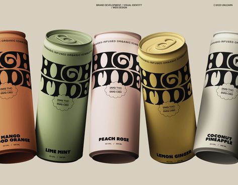 Kombucha Brands, Strong Typography, Drinks Packaging Design, Drinks Brands, Unique Branding, Beer Packaging, Coffee Packaging, Beverage Packaging, High Tide