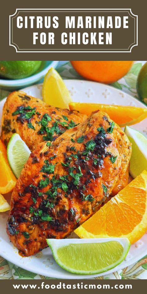 Simple ingredients combine to make the best citrus marinade for chicken, plus a secret ingredient for extra juicy boneless chicken breasts. via @foodtasticmom Citrus Marinade For Chicken, Citrus Chicken Marinade, Chicken Breast Marinade, Marinade For Chicken, Citrus Marinade, Best Chicken Marinade, Grilled Chicken Marinade, Mom Recipes, Quick Chicken Recipes